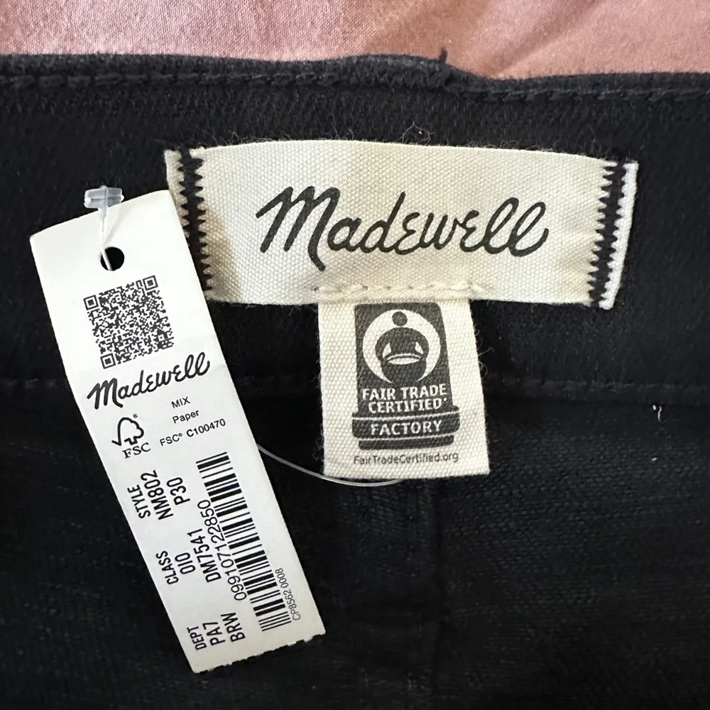 NWT Madewell Perfect Vintage Wide-Leg Jean Sz 30 Petite Women’s Black Rinse Wash